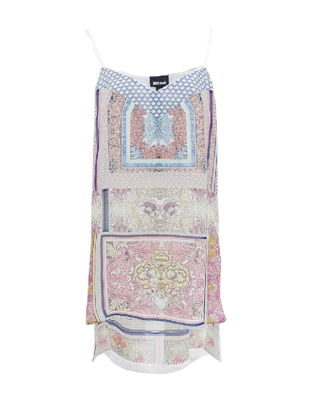 Spaghetti Strap Printed Tank metallic tank top