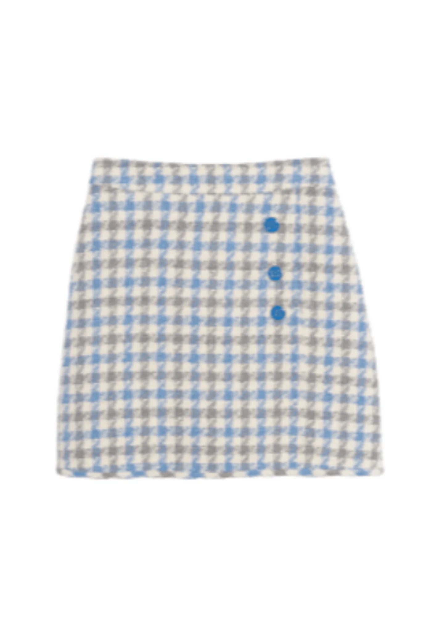 BLUE TWEED MINI SKIRT silk skirt smooth