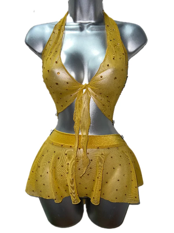 GOLD SKIRT SET silk skirt sleek