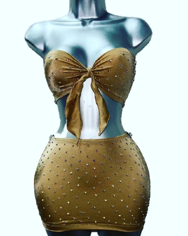 GOLD SKIRT SET silk skirt lustrous