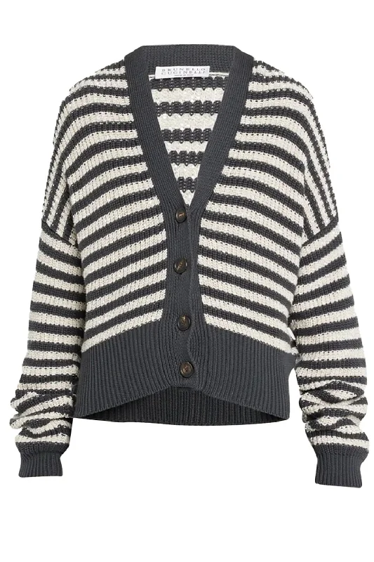 Pailette Striped Cardigan Houndstooth Herringbone Solid