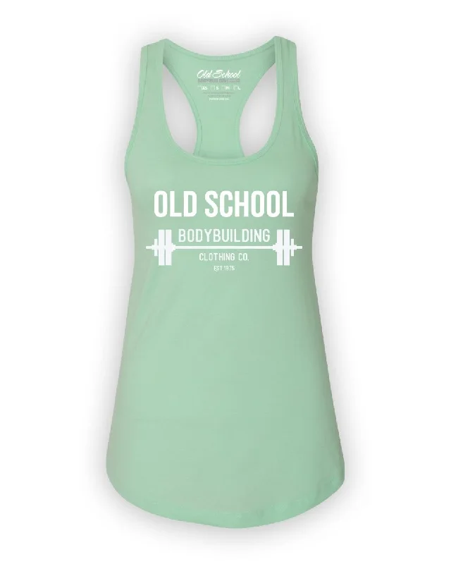 Ladies "Barbell Mono" Mint & Orange Racerback Tank pastel tank top
