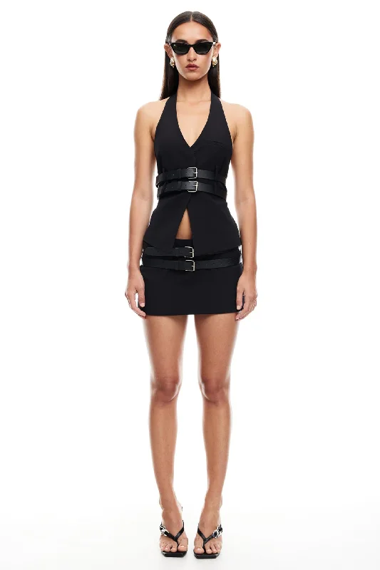 LIONESS Ethereal Buckle Skirt Onyx linen skirt natural