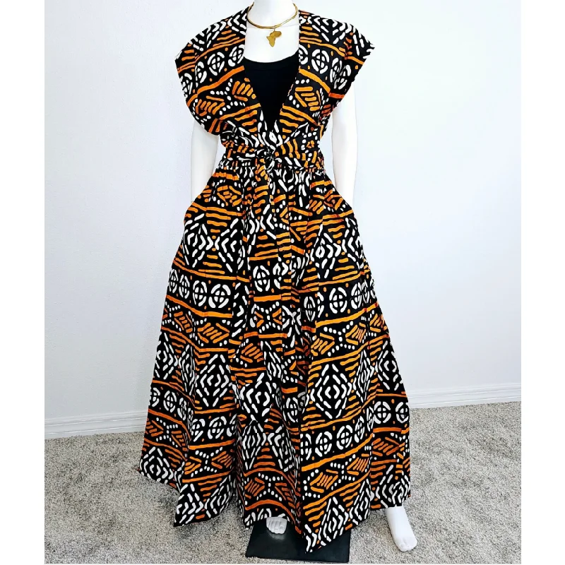 African Print Ankara Infinity Skirt with Pockets and Headwrap/Sash silk skirt elegant