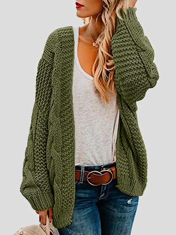 Chic Knit Cardigan Herringbone Houndstooth Plaid