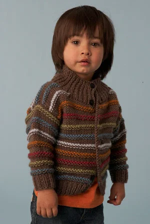 Boys Striped Cardigan Pattern (Knit) Open Front Closed Front Wrap Front