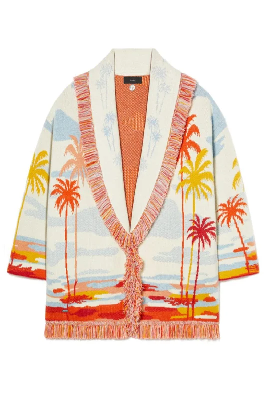 Riding The Waves Cardigan Solid Color Striped Floral Print