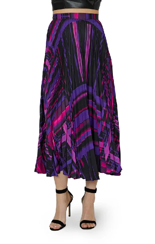 Otha Patchwork Plaid Skirt Purple Multi - MILLY wool skirt warm