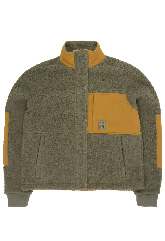 Topo Designs Women's Summit Rise Full Zip Jacket - Beetle / Dark Khaki Print Jacket Jacquard Jacket Patchwork Jacket