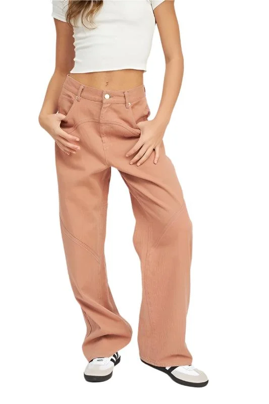 Contrasted Stitch Detail Wide Pants Fashionable Track Pants
