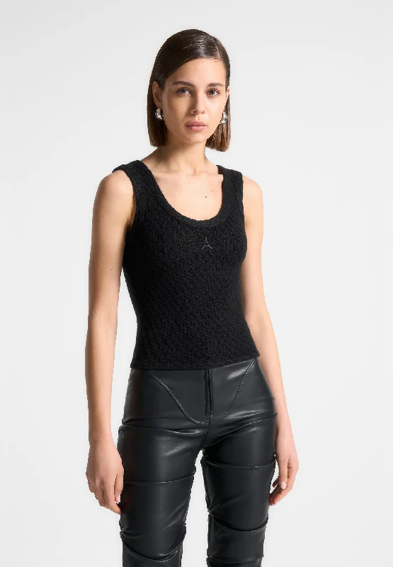 Limited Edition Eiffel Knitted Tank Top - Black navy tank top