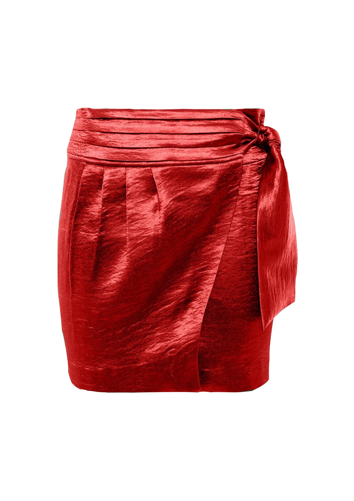 RED METALLIC EFFECT SKIRT linen skirt natural
