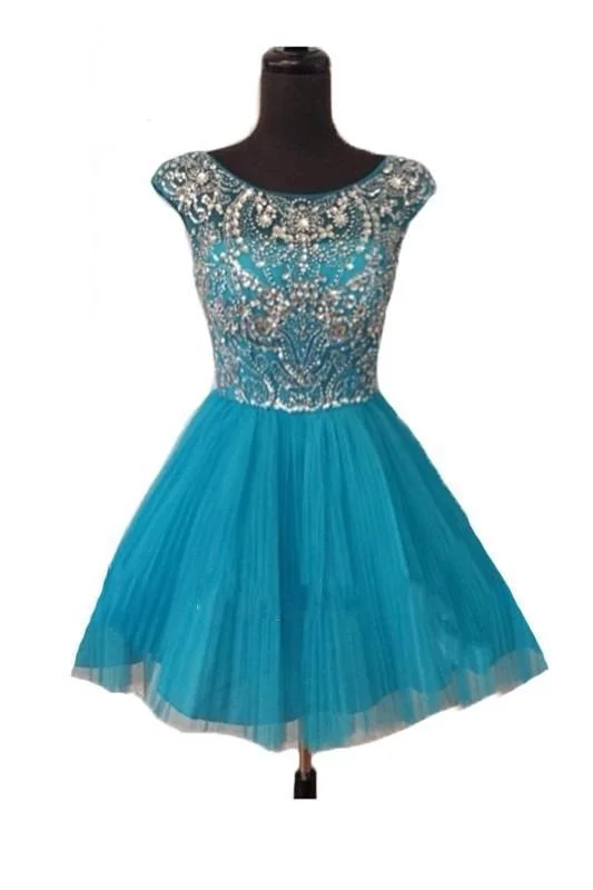 Blue Short Prom Dresses Homecoming Gowns Fitted Party Dress Sparkly Cocktail Dress Tunics Chic elegant