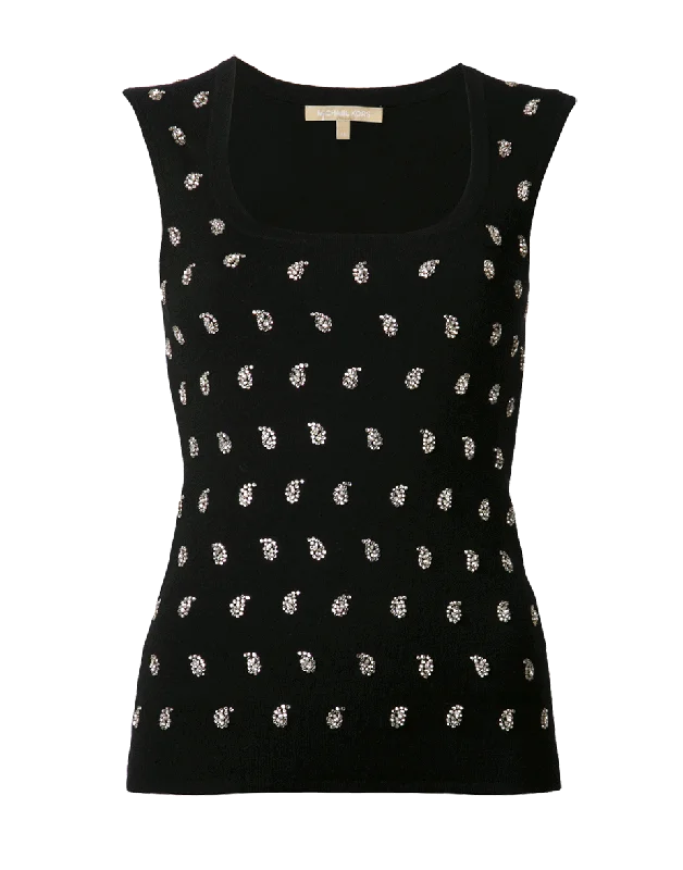 Beaded Scoop Neck Tank breathable tank top