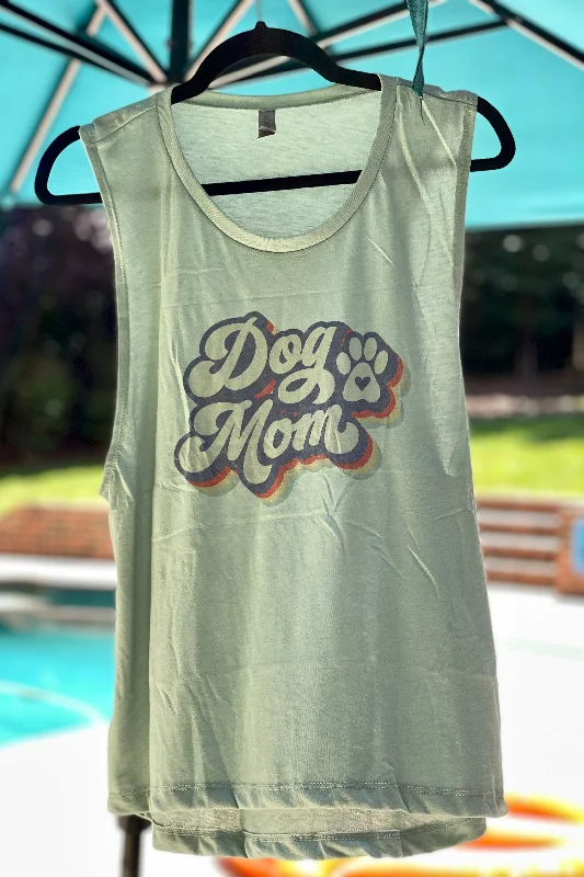 Vintage Style Dog Mom Muscle Tank Top mesh tank top