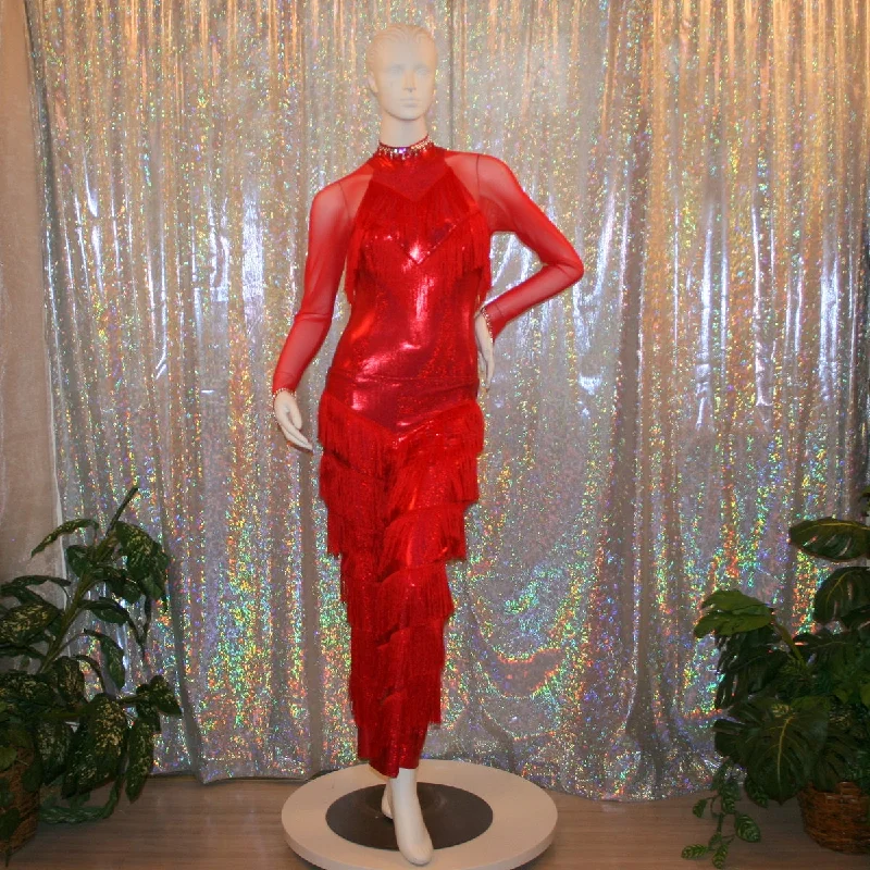 Classic Red Fringy Dance Pant Set Casual Track Pants