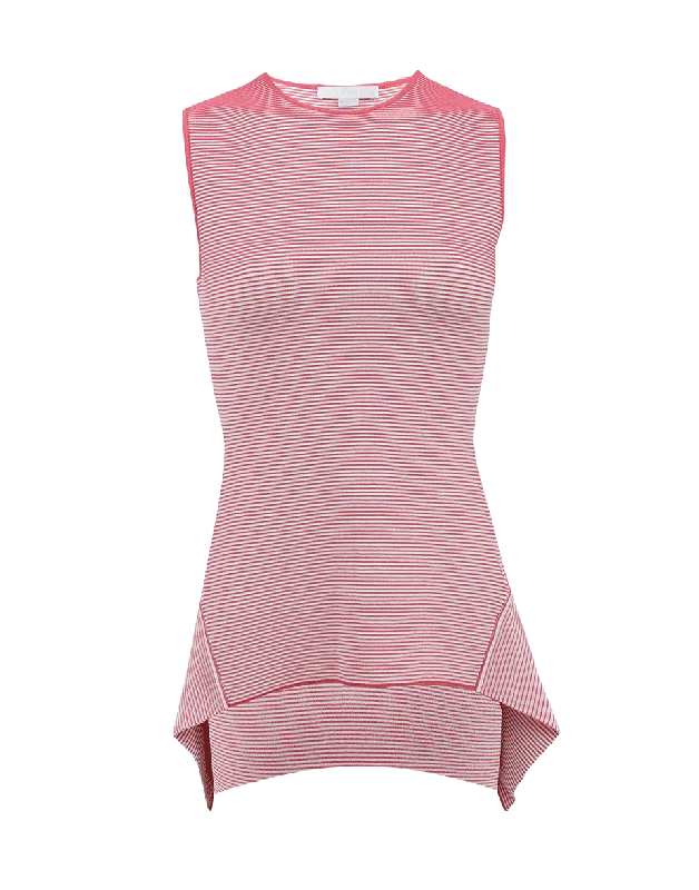 Sleeveless Crewneck Stripe Peplum Tank charcoal tank top