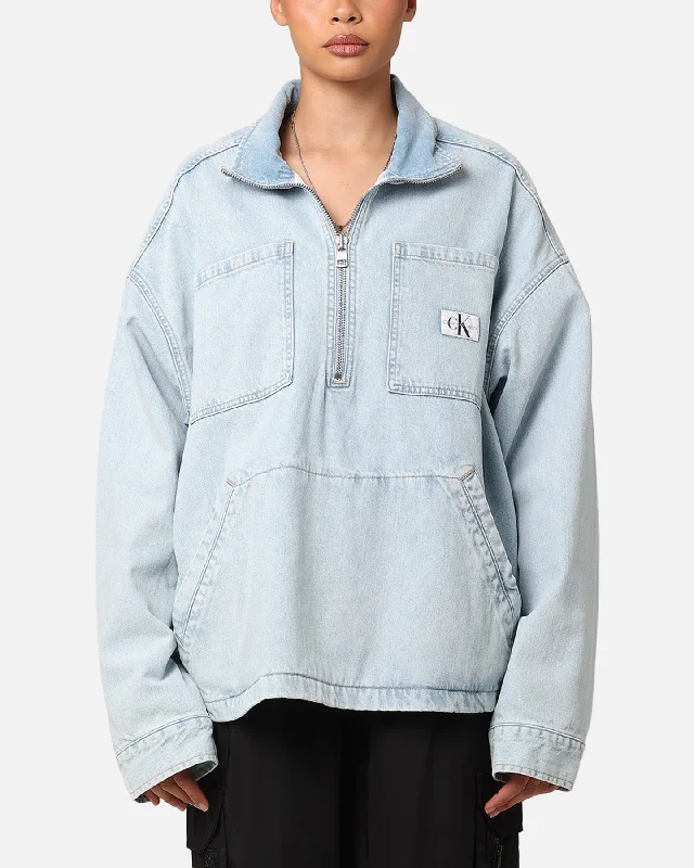 Calvin Klein Denim Pop Over Quarter Zip Jacket Light Blue Fleece Jacket Down Jacket Feather Jacket Calvin Klein Denim Pop Over Quarter Zip Jacket Light Blue Fleece Jacket Down Jacket Feather Jacket