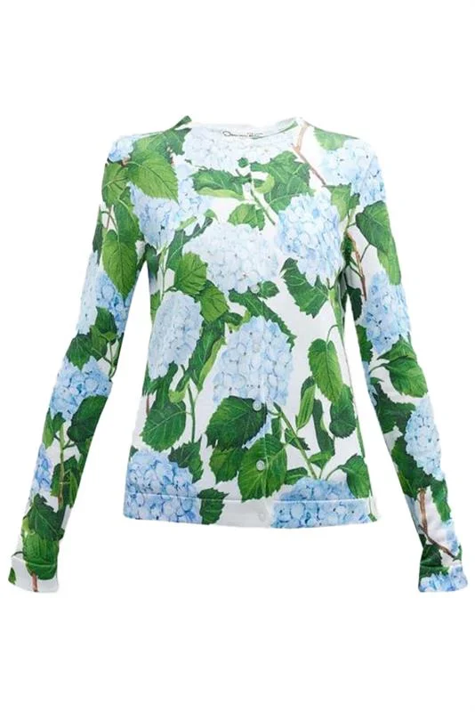 Hydrangea Printed Cardigan Casual Formal Business