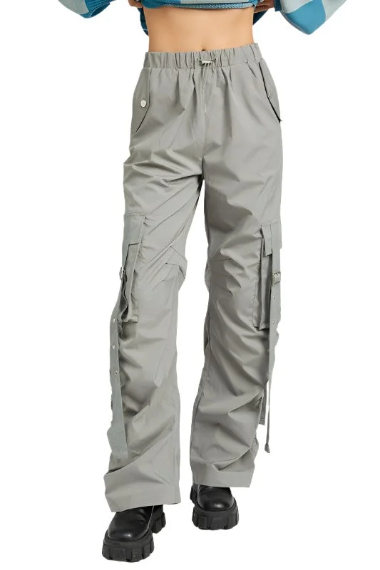 Cargo Parachute Pants Charcoal Soft Stretch Leggings