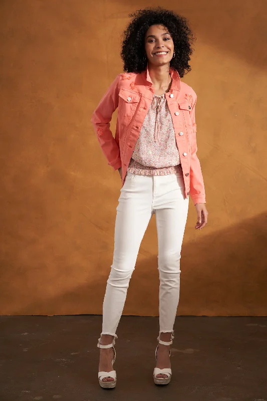 Renuar Woven Jacket R3776-E2008S-80570 Peach V-Neck Jacket Boat Neck Jacket Square Neck Jacket