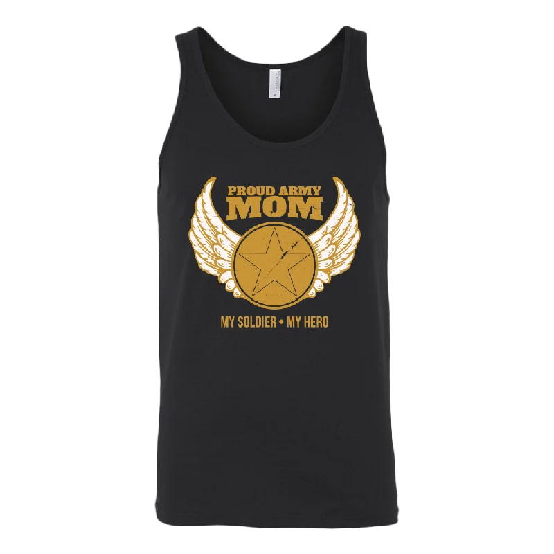 Proud Army Mom (My Soldier, My Hero) Tank Top metallic tank top