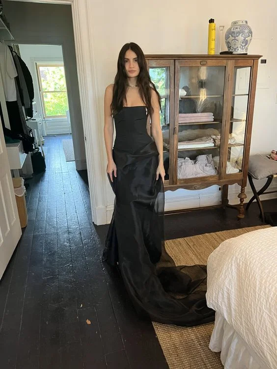 Pretty Strapless Black Chiffon Long Formal Party Dress Evening Gown, DP3817 Tunics Luxurious premium