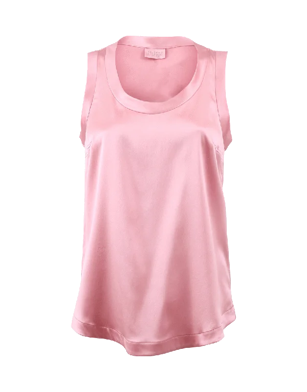 Satin Scoop Neck Tank slim fit tank