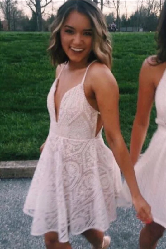 Mini Pink A Line Spaghetti Strap Short Prom Dresses Homecoming Party Dress Tunics Ceremony elegant