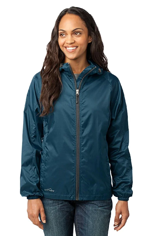 Custom Embroidered - Eddie Bauer® - Ladies Packable Wind Jacket. EB501 Front Pockets Side Pockets Patch Pockets