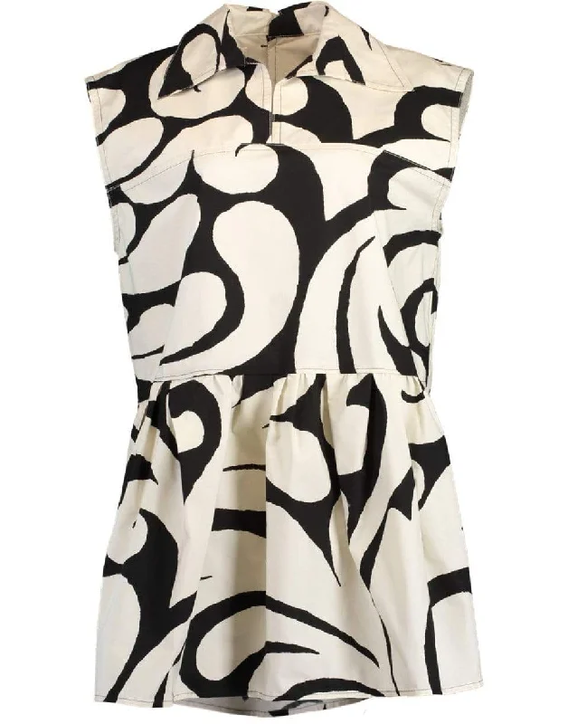 Pearl Sleeveless Printed Peplum Tank silver tank top