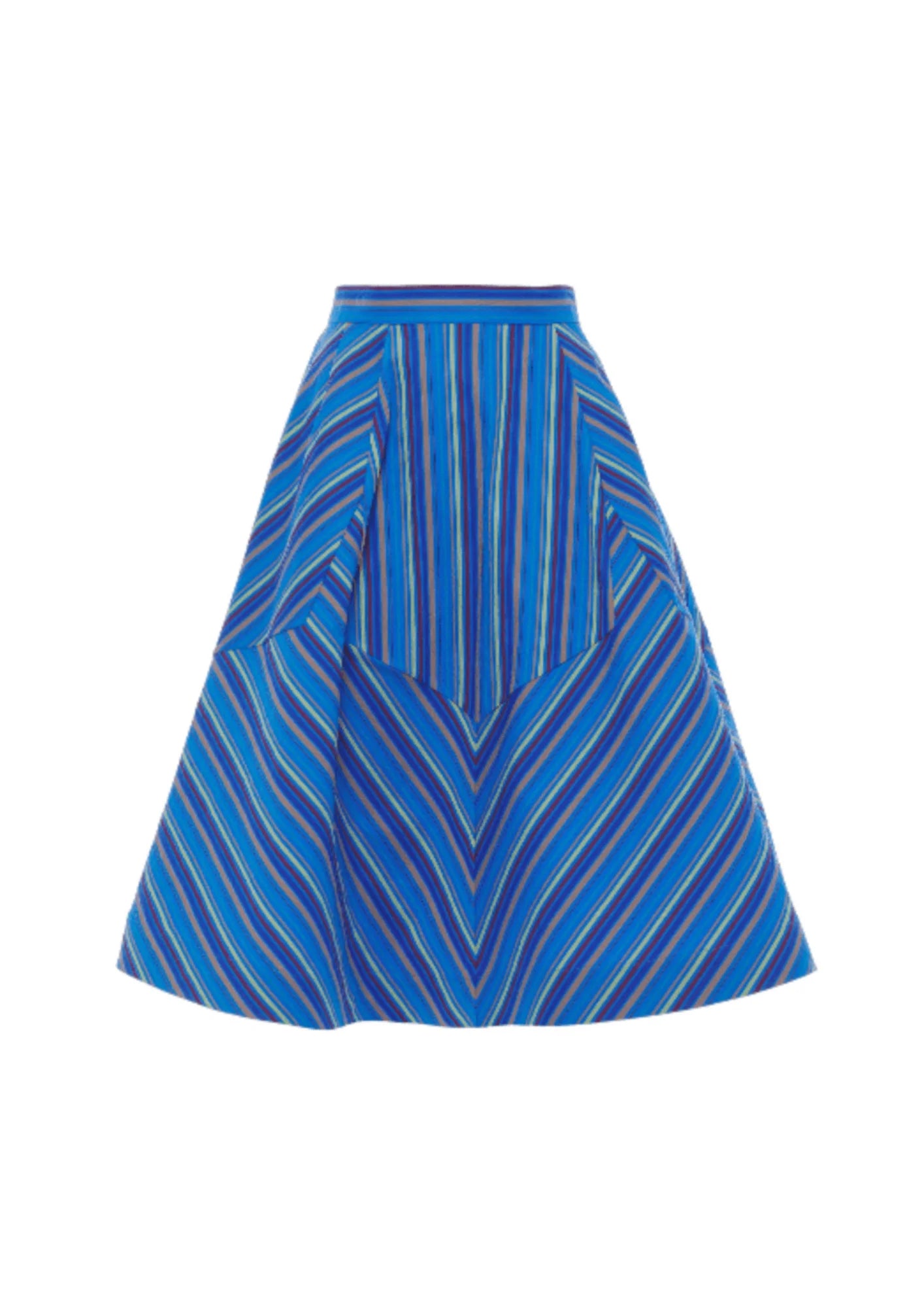 BLUE FLARED STRIPED SKIRT high slit skirt