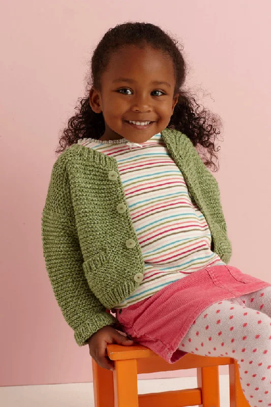 Soft Green Baby Cardigan Pattern (Knit) Open Front Closed Front Wrap Front