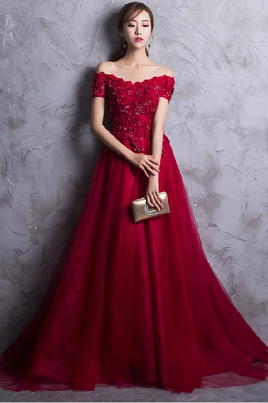 Short Sleeves Red Lace Appliques High Quality Prom Dress Evening Gowns Party Dress Mermaid Tail Wedding