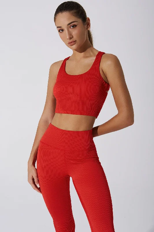 Nora Twisted Tank - Savvy Red lace back tank