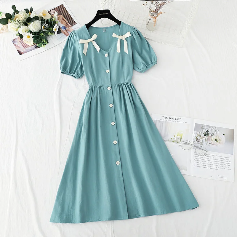 New French bow princess skirt bubble sleeve small skirt long  4247 corduroy skirt textured
