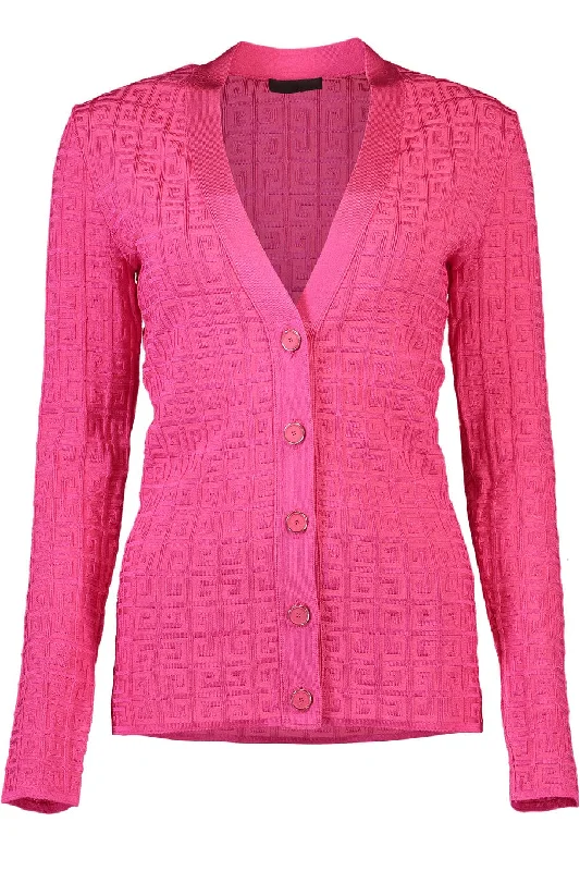 Button Up Fitted Monogram Cardigan Solid Print Embellished