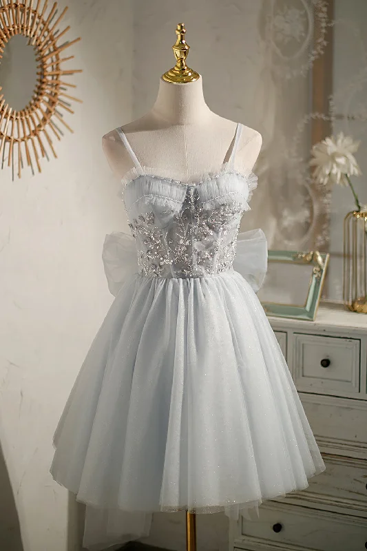 Light Grey Party Dress Beading Homecoming Dress Tunics Chic elegant