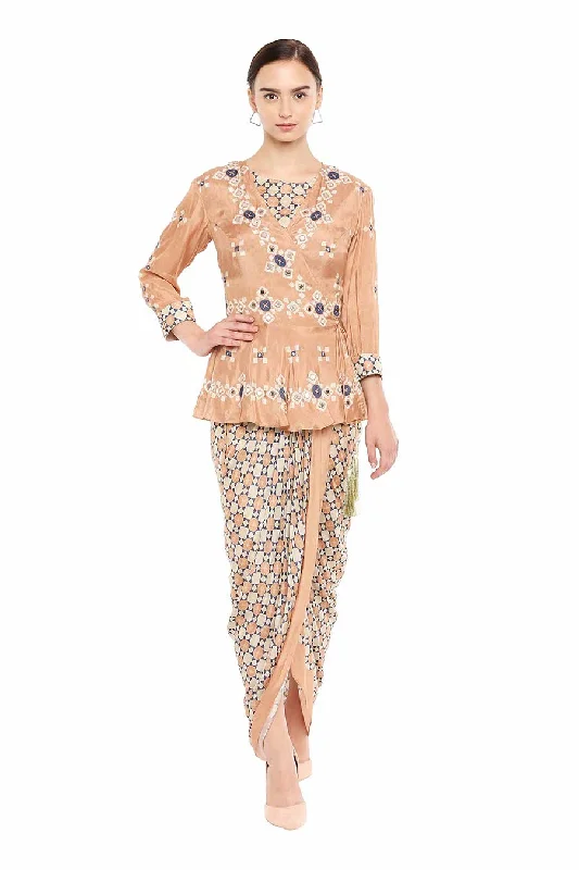 Brown Drape Dress & Jacket Co-ord Set Nylon Jacket Polyester Jacket Spandex Jacket