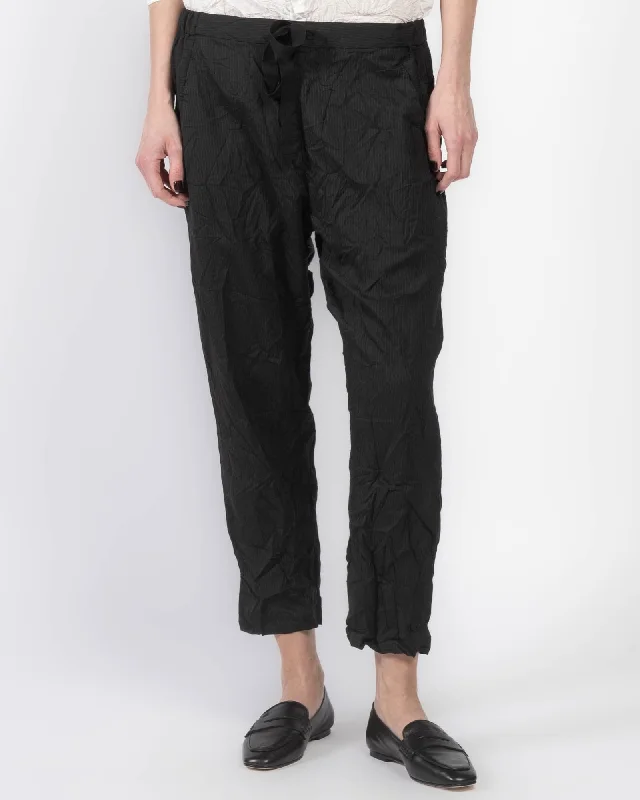 Crinkle Pants Relaxed Fit Trousers