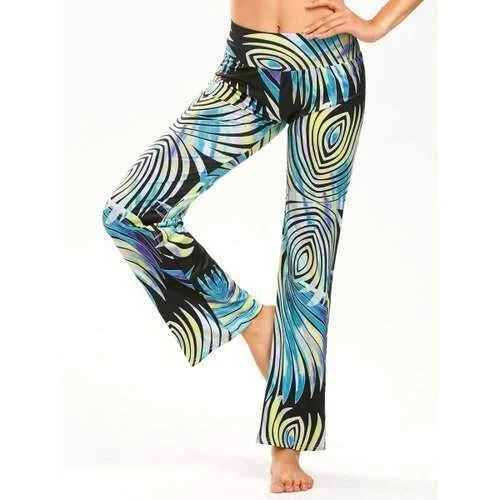 Print Elastic Wide Waistband Straight Pants - M Chic Checkered Pants
