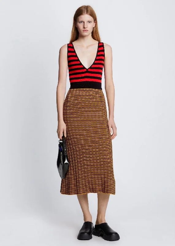 Slinky Stripe Tank Top Dress (Cherry/Goldenrod) neon tank top
