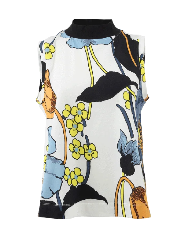 Melodia Floral Turtleneck Tank comfortable tank top