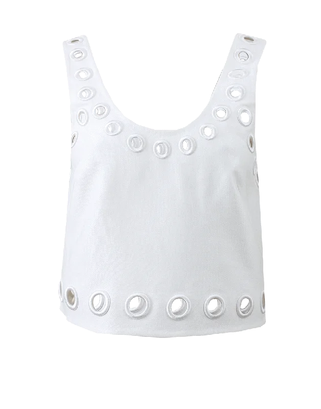 Embroidered Eyelet Tank striped tank top