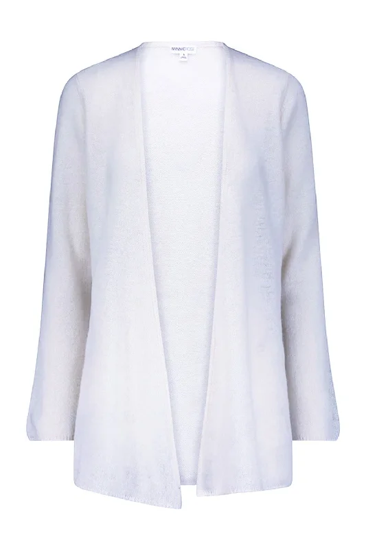 Classic Cardigan - White Terry Blend Velvet Blend Canvas Blend
