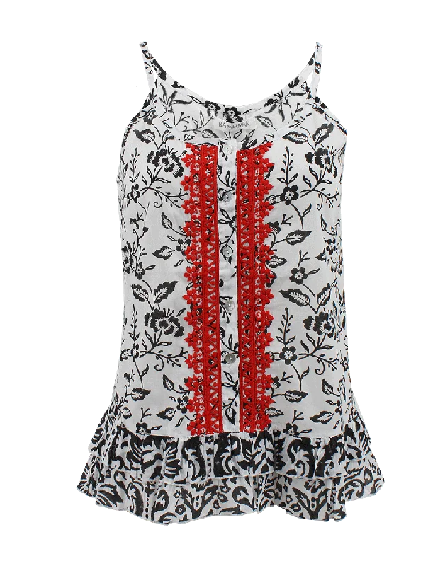 Floral Embroidered Topkapi Tank sheer tank top