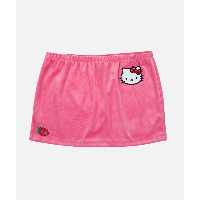 Hello Kitty x Dumbgood Pink Velour Mini Skirt (50th Anniv.) modal blend skirt