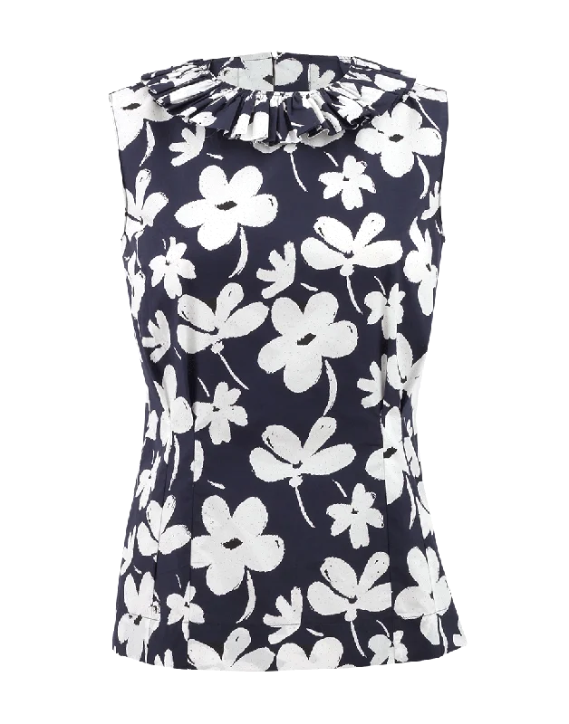 Poplin Flower Tank stretchy tank top