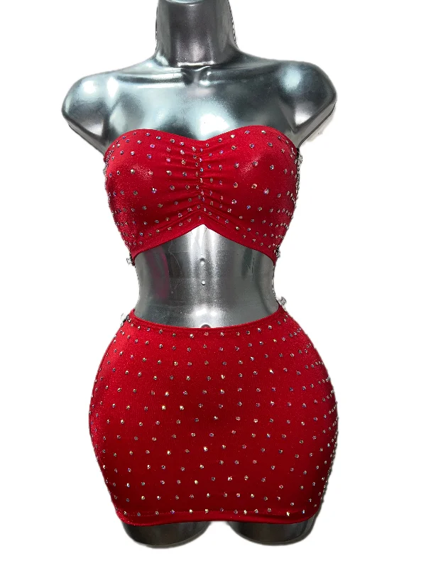 RED SKIRT SET chiffon skirt lightweight