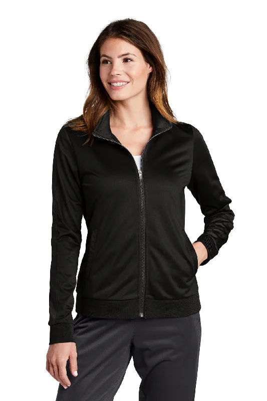 Custom Embroidered - Sport-Tek ® Ladies Tricot Sleeve Stripe Track Jacket. LST94 Faux Fur Jacket Real Fur Jacket Shearling Jacket